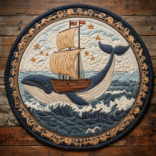 Whale’s Wooden Burden WN1607063CL Quilted Round Mat