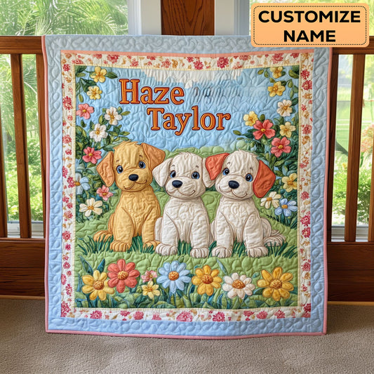 Dog Day Garden WN3007035CL Personalized Baby Quilt