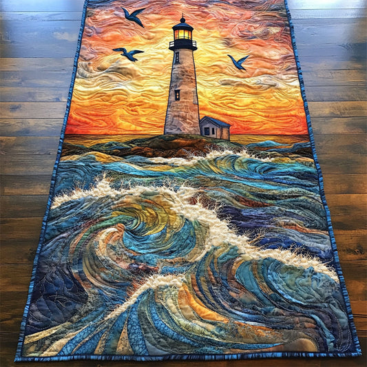 Lighthouse In Sunset WY2204019CL Quilted Table Runner
