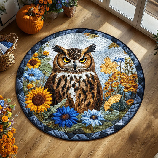 Floral Owl CW1108004CL Quilted Round Mat