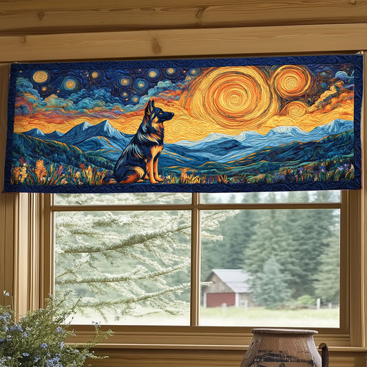 Sunset German Shepherd WY3005055CL Quilted Valance