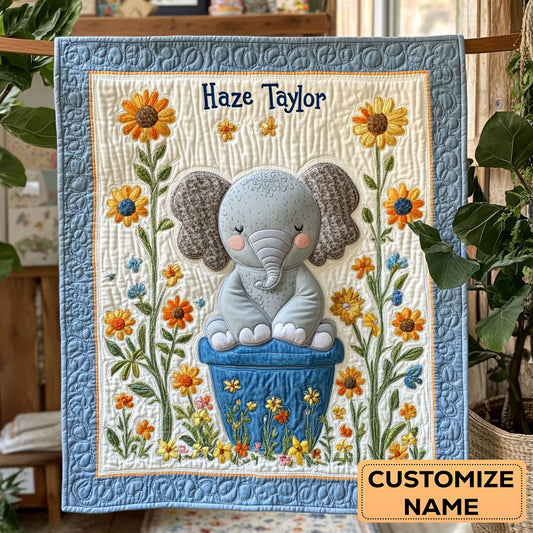 Sweet Elephant WN1807095CL Personalized Baby Quilt