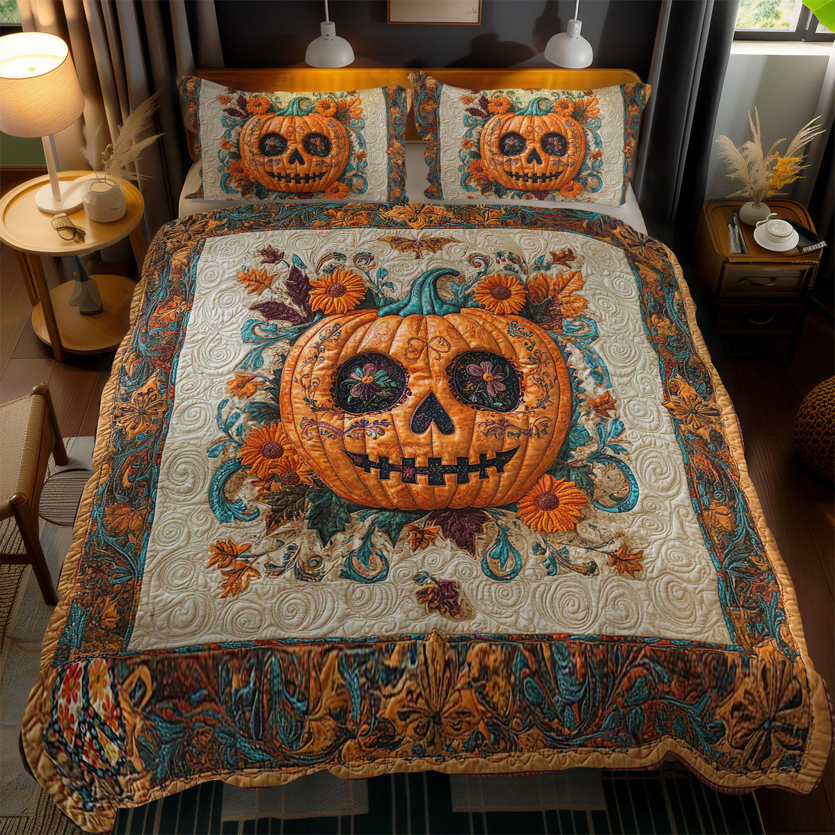 Pumpkin Skull WN2311071CL Duvet Cover Set