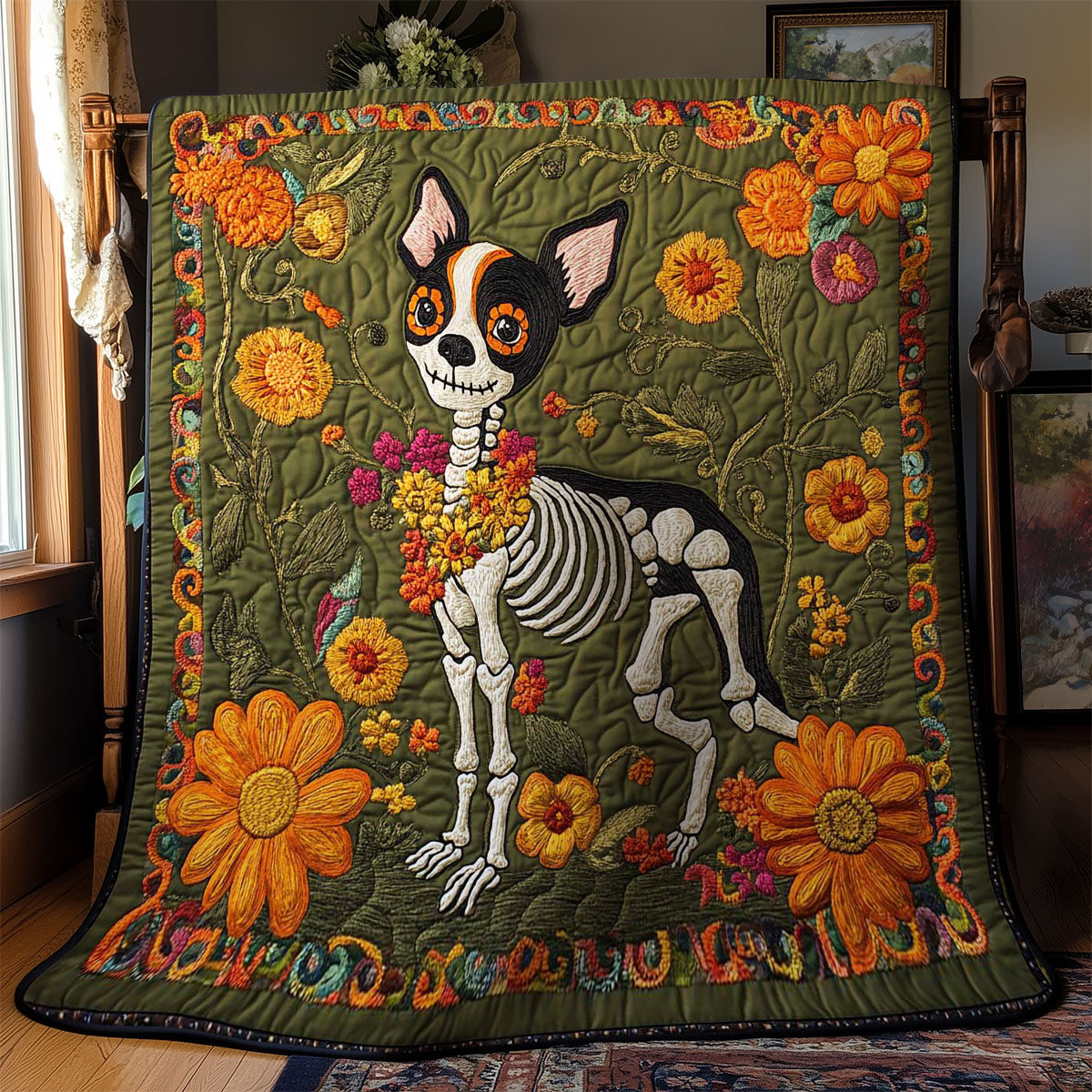 Sugar Skull Chihuahua WN2201019CL Quilt