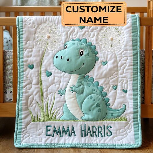 Little Dino CW2607035CL Personalized Baby Quilt