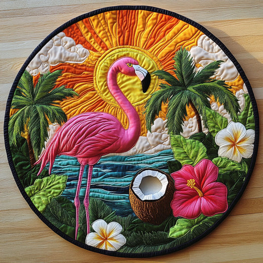 Tropical Flamingo CW1606049CL Quilted Round Mat