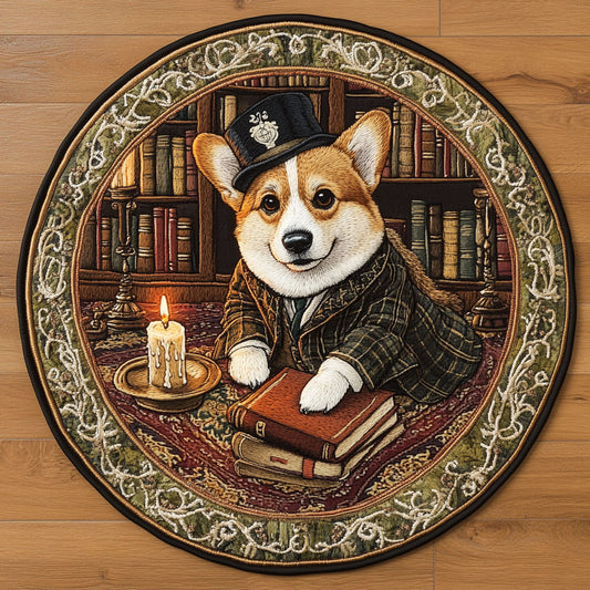 Corgi And Candlelight WN2705007CL Quilted Round Mat