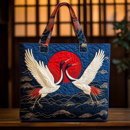Traditional Cranes XR2309007CL Quilted Tote Bag