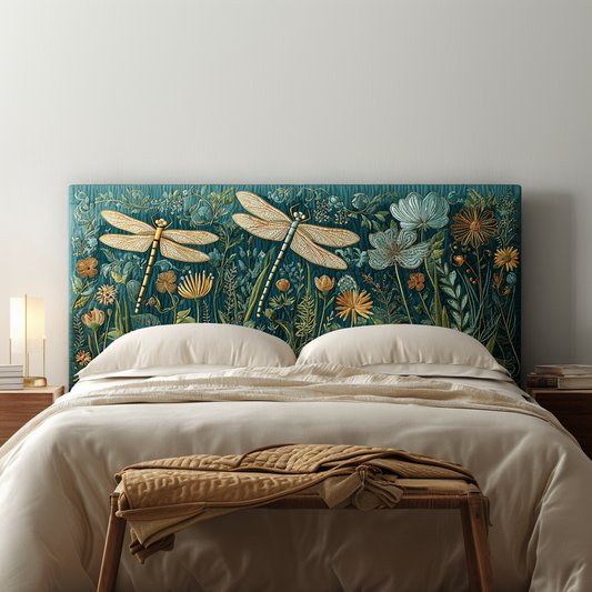 Green Dragonflies XR1612023CL Quilted Headboard Slipcover