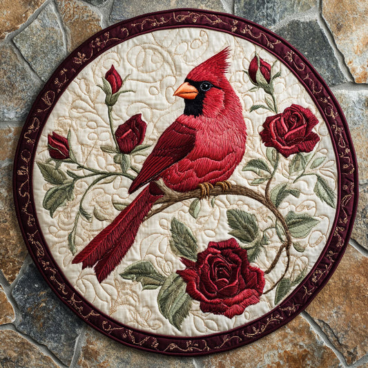 Cardinal Bloom Charm WX0307014CL Quilted Round Mat