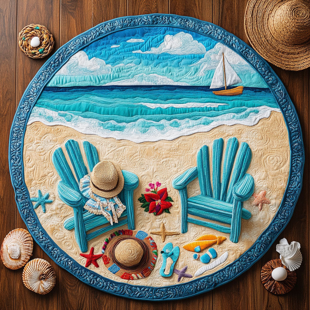 Coastal Relaxation WY3006031CL Quilted Round Mat