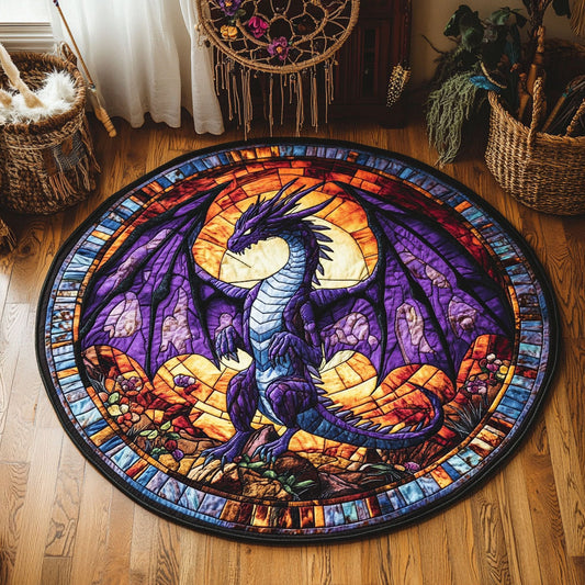 Glorious Purple Dragon WY2305011CL Quilted Round Mat
