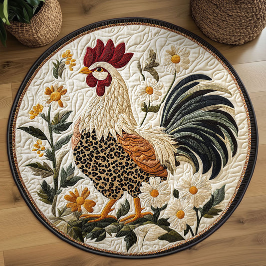 Floral Chicken WN2108042CL Quilted Round Mat