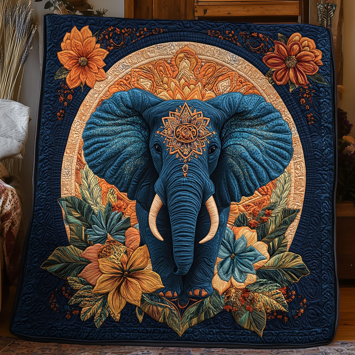 Floral Elephant WX0406023CL Quilt