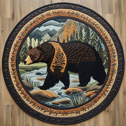 Tribal Bear Forest CW3107046CL Quilted Round Mat