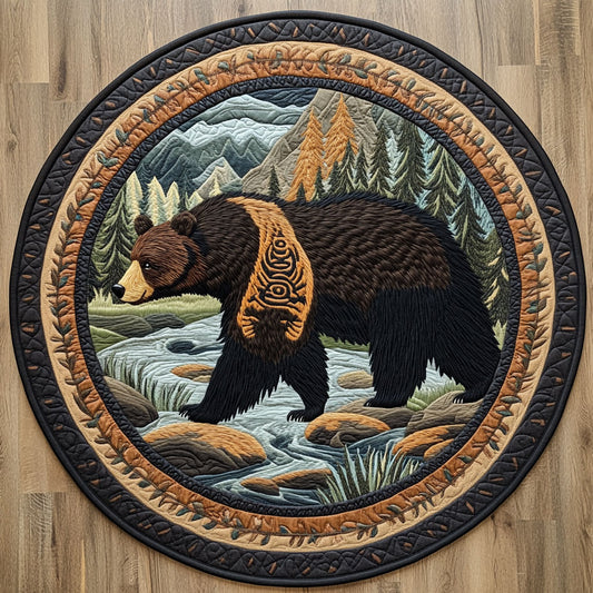 Tribal Bear Forest CW3107046CL Quilted Round Mat