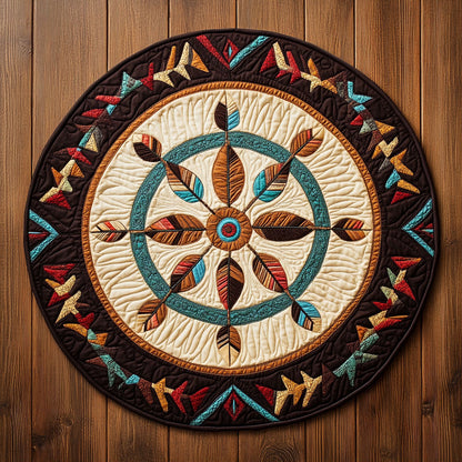 Native Spirit Wheel WN1407064CL Quilted Round Mat
