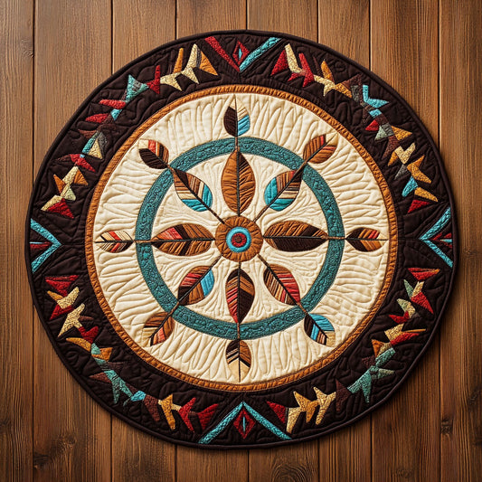 Native Spirit Wheel WN1407064CL Quilted Round Mat
