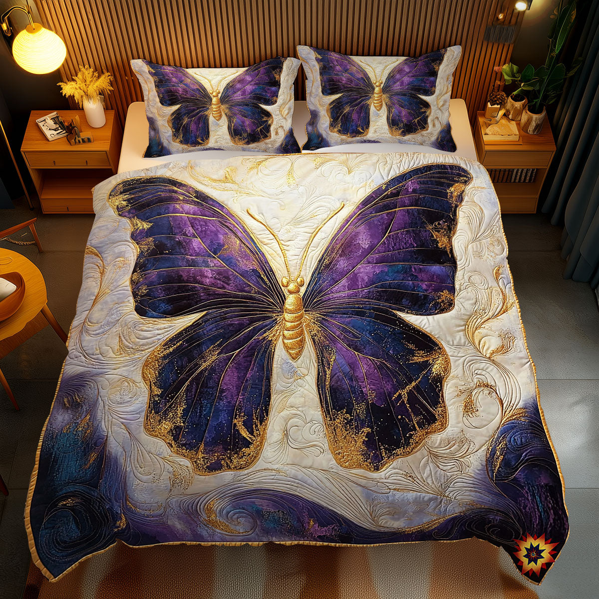Majestic Purple Butterfly WY2612072CL Duvet Cover Set
