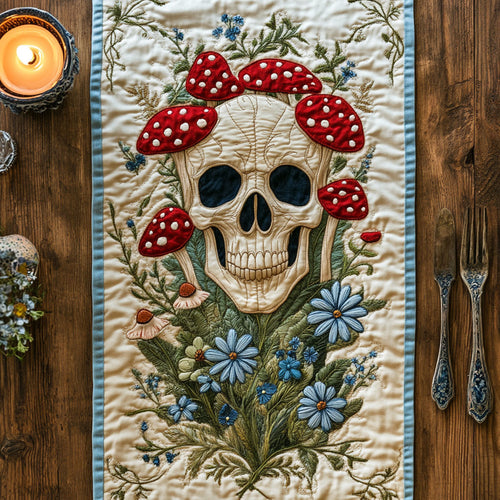 Skull Among Mushrooms WN1607037CL Quilted Table Runner
