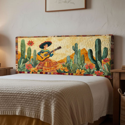 Mexican Mariachi Woman Sunset WN1112180CL Quilted Headboard Slipcover