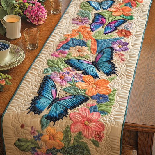 Blooming Garden Butterfly CW0506005CL Quilted Table Runner