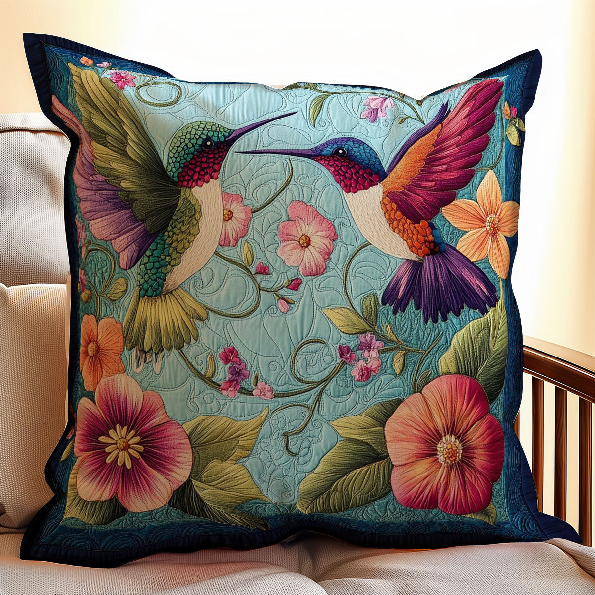 Couple Hummingbird WX2401067CL Quilt Pillow Case