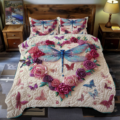 Heart Flower Dragonfly WY09120057CL Duvet Cover Set