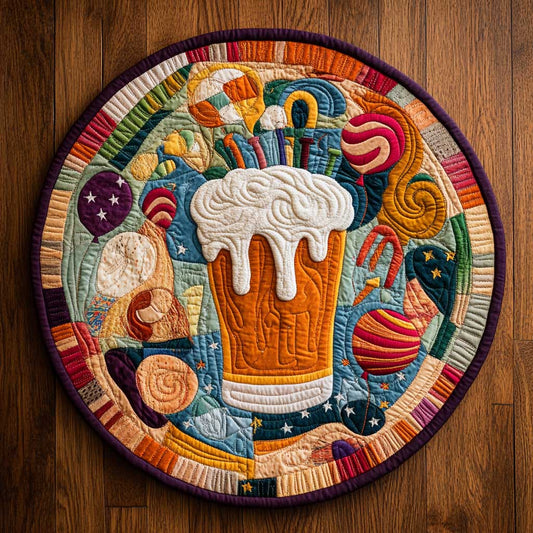 Football And Beer Storm WN1205029CL Quilted Round Mat