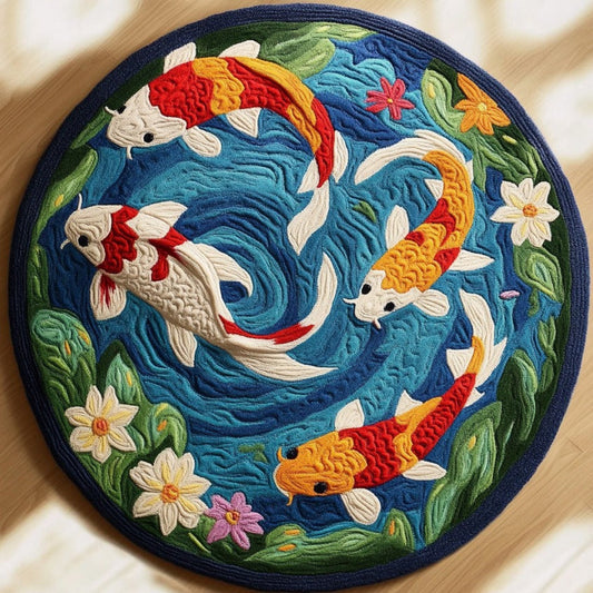 Enchanting Koi Fish XR1709009CL Quilted Round Mat
