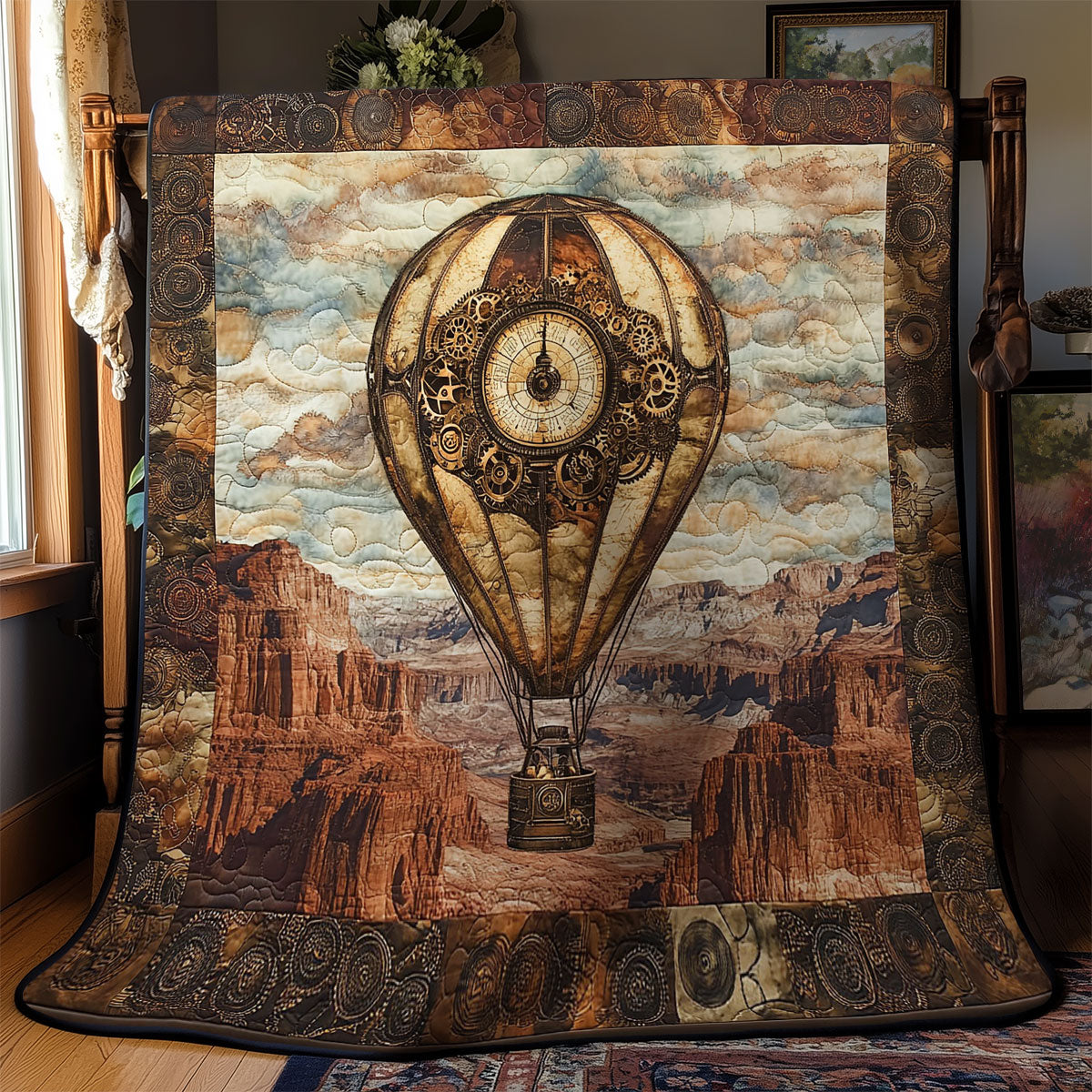 Hot Air Balloon In Canyon WY2301061CL Quilt