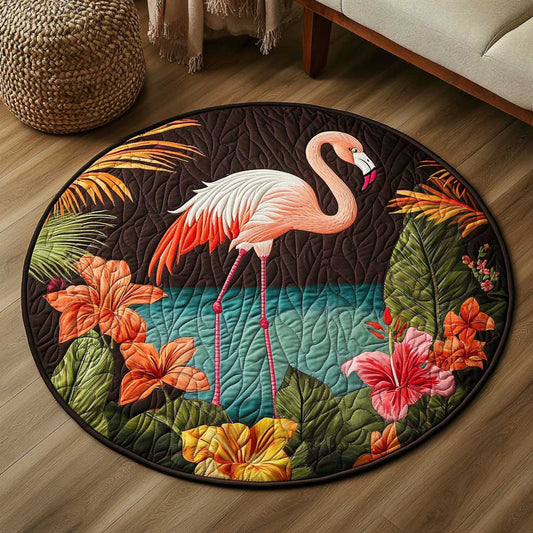 Flamingo Love WN1803044CL Quilted Round Mat