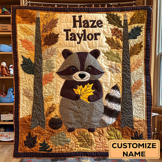 Raccoon Hug WN3007090CL Personalized Baby Quilt