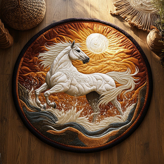 White Horse Sunset WY2605059CL Quilted Round Mat