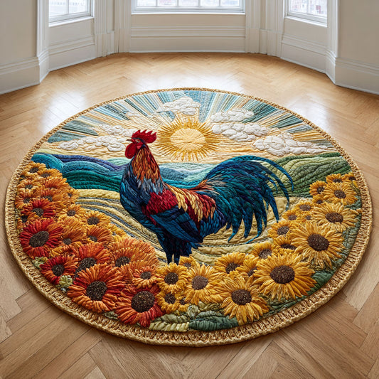Golden Field Rooster CW0810003CL Quilted Round Mat