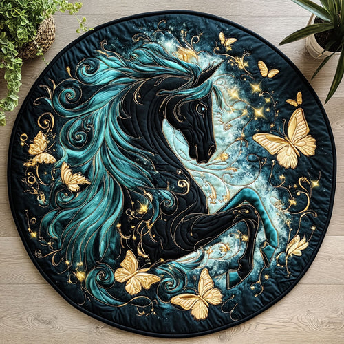 Horse Butterfly CW2305430CL Quilted Round Mat