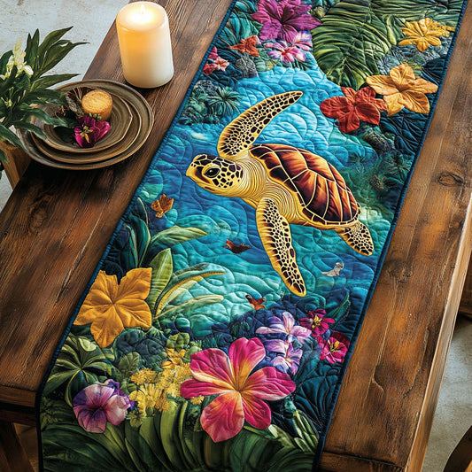 Sea Turtle Bloom CW0407046CL Quilted Table Runner