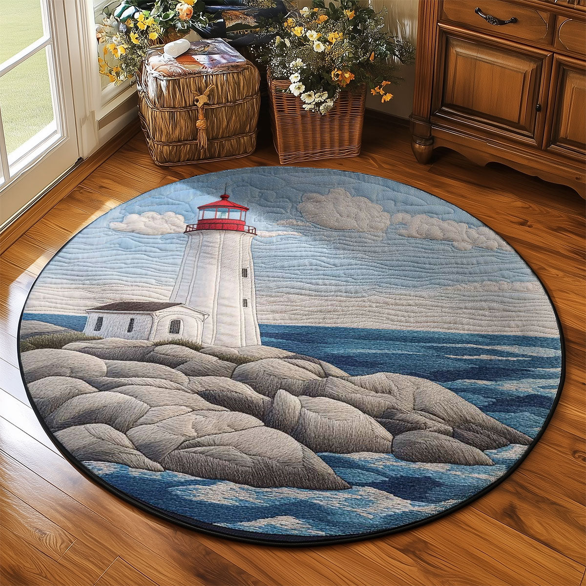 Blue Horizon Lighthouse WN2503149CL Quilted Round Mat