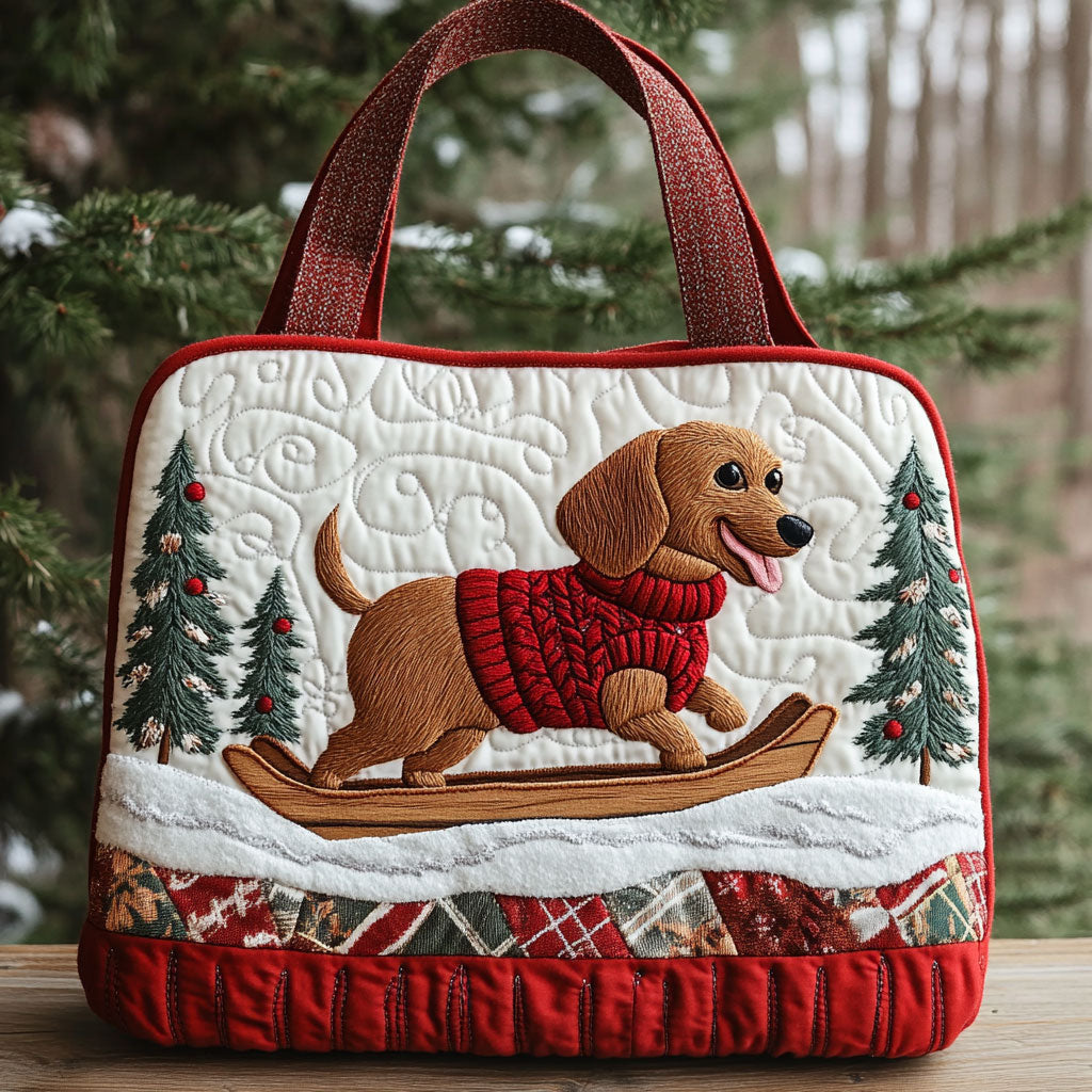 Happy Dachshund CW1211025CL Quilted Tote Bag