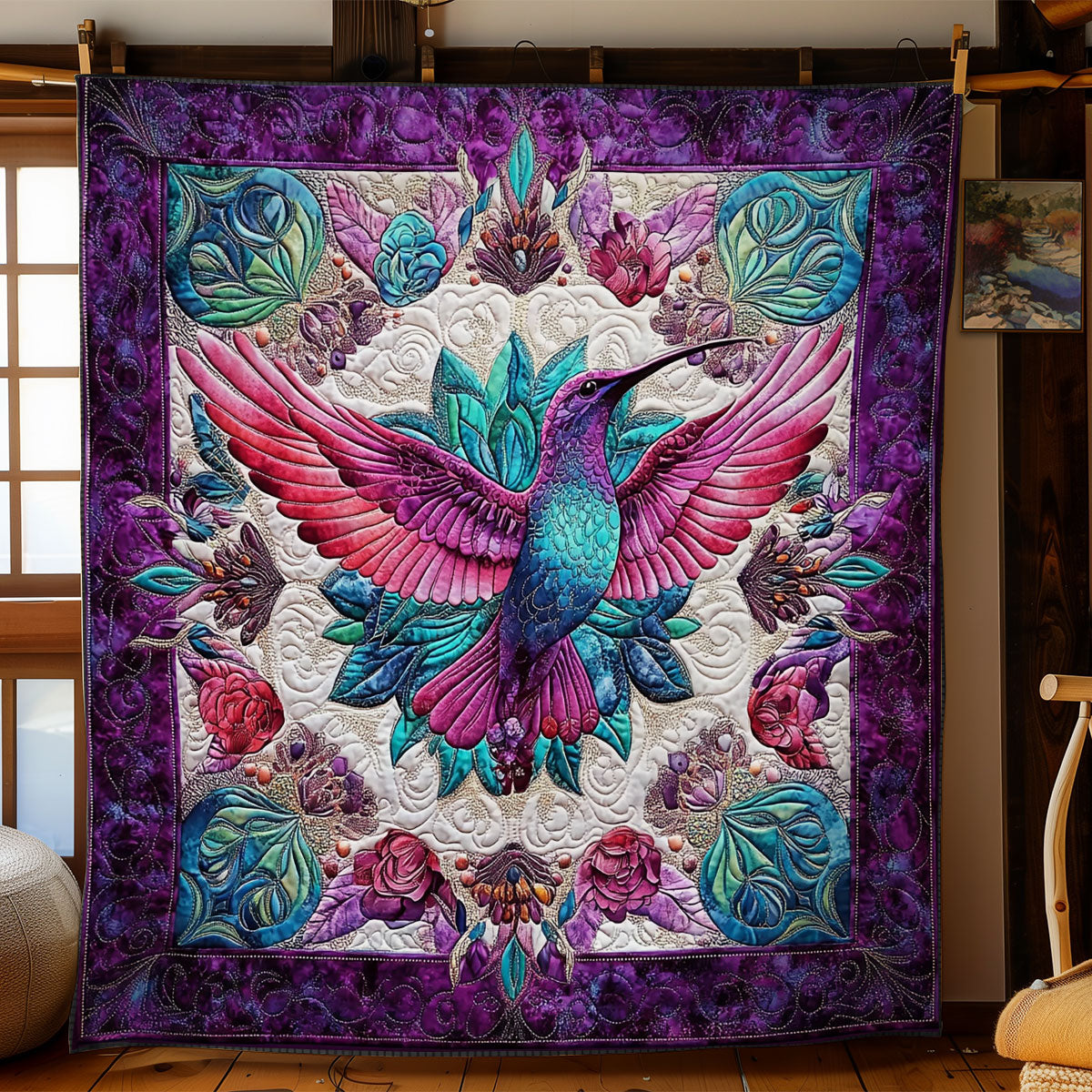 Mandala Flower Hummingbird WY0201036CL Quilt