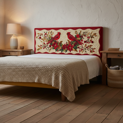 Christmas Cardinal XR0512001CL Quilted Headboard Slipcover