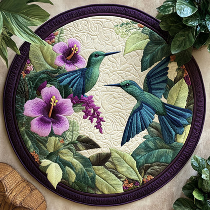 Floral Hummingbird WX2003128CL Quilted Round Mat