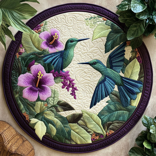 Floral Hummingbird WX2003128CL Quilted Round Mat