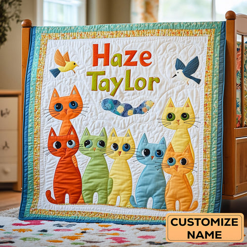 Rainbow Cats WN2407059CL Personalized Baby Quilt