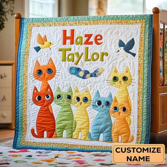 Rainbow Cats WN2407059CL Personalized Baby Quilt