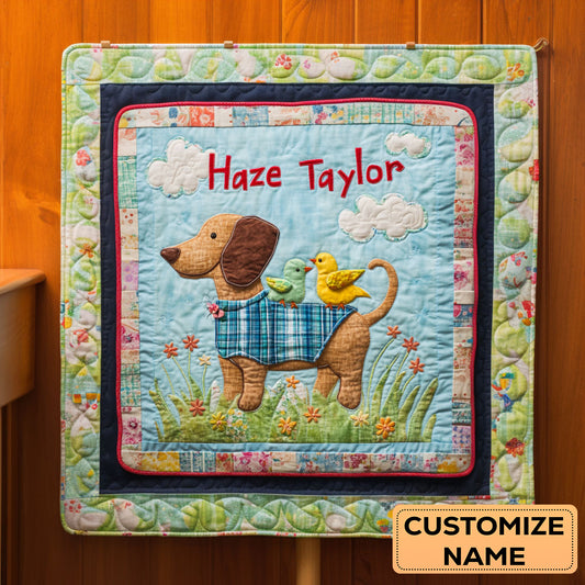 Dachshund Smile WN2307008CL Personalized Baby Quilt