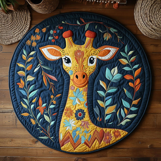 Giraffe In Leaves WY1906043CL Quilted Round Mat