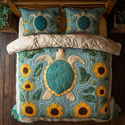 Turtle Sunflower Embrace WY1108089CL Duvet Cover Set