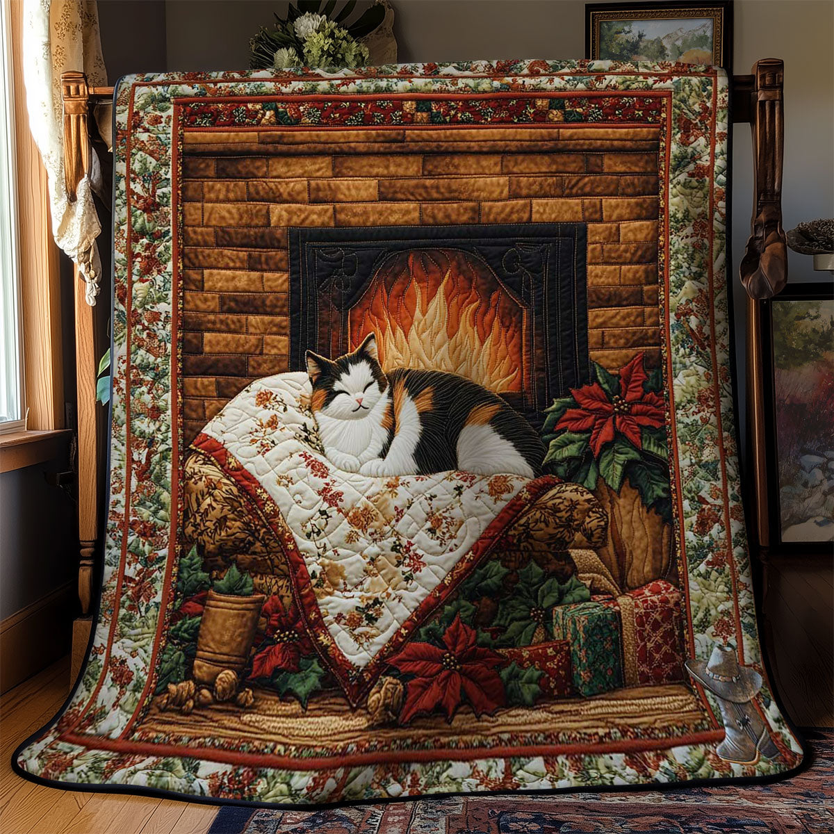 Cozy Calico Cat Hearth WN2312033CL Quilt