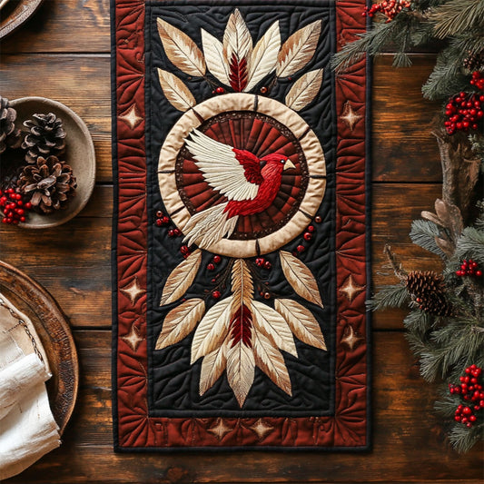 Native Feather Cardinal WY2904098CL Quilted Table Runner